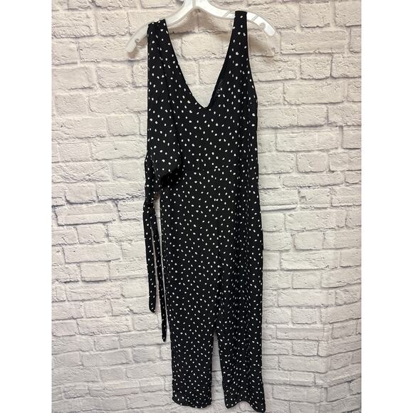 Lulus 1 PC Black White Polka Dot One-Sleeve Pants Romper Jumpsuit SZ Small NWT - Picture 1 of 7